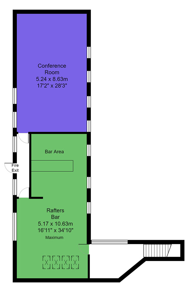 Rafters bar and Conference room floor plan